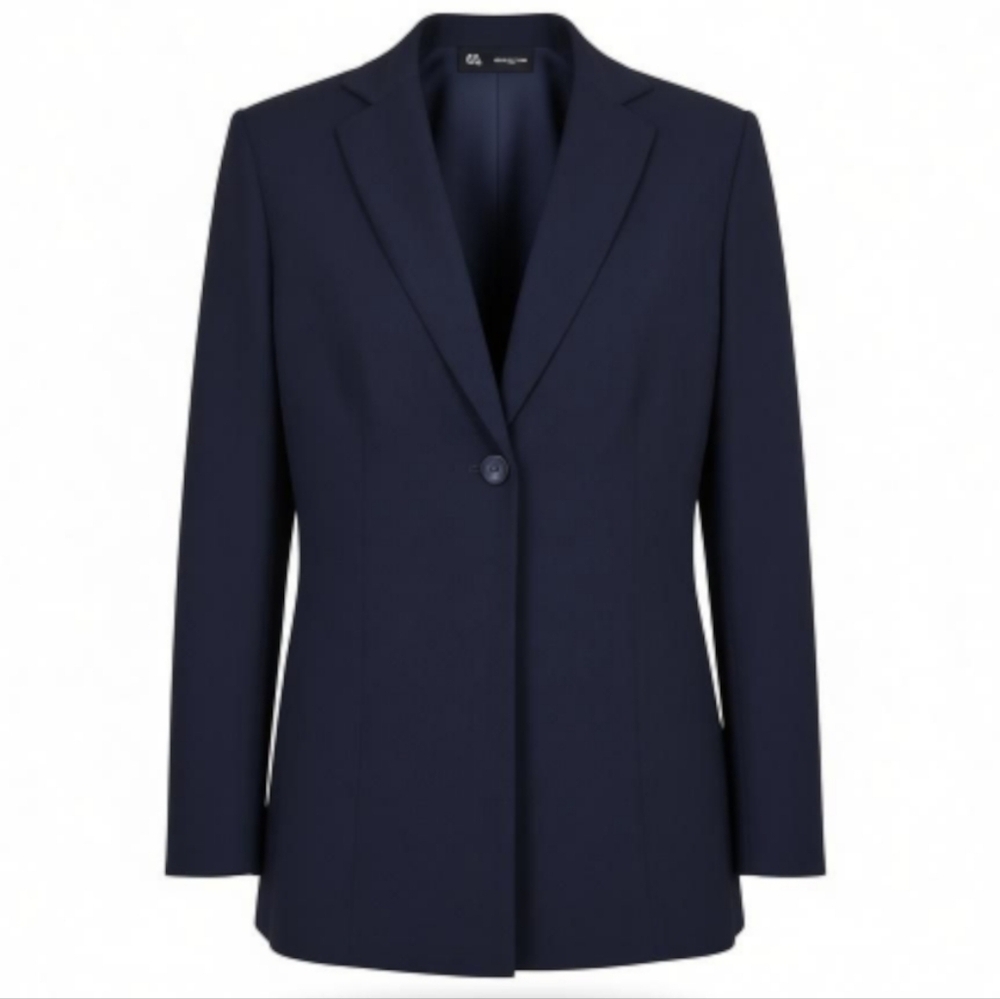 Le Suit Blazer Women Size 10 Black 1 Button Front Closure Longer Length Lined